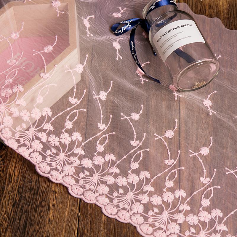 White Black Pink Sewing Fabrics Floral Embroidery 32cm Width Garments Decor Needlework Accessories Diy Crafts Lace Ribbon 2yards