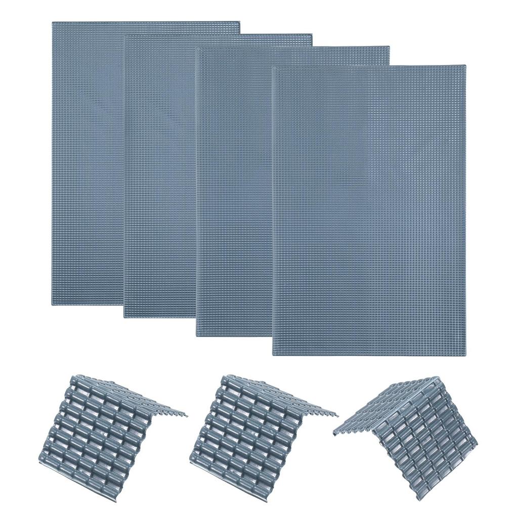 Uxcell Miniature Roof Tiles PVC Model Roof Tiles Mini DIY Tiles Model Building Set Model Building for Dolls House Garden Sand Table Cm Dark Gray 4