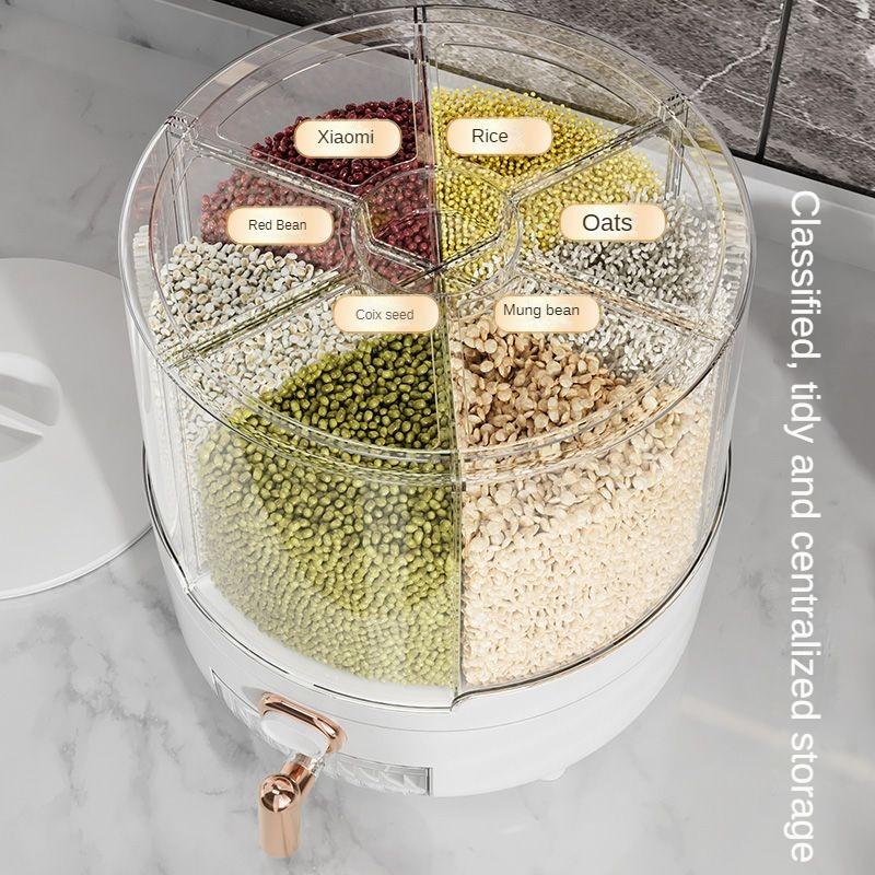 Ящик для хранения продуктов, отделение для ведра для риса, вращающийся ящик для хранения риса, домашняя устойчивая к насекомым и влаге герметичная коробка для хранения, банка для риса