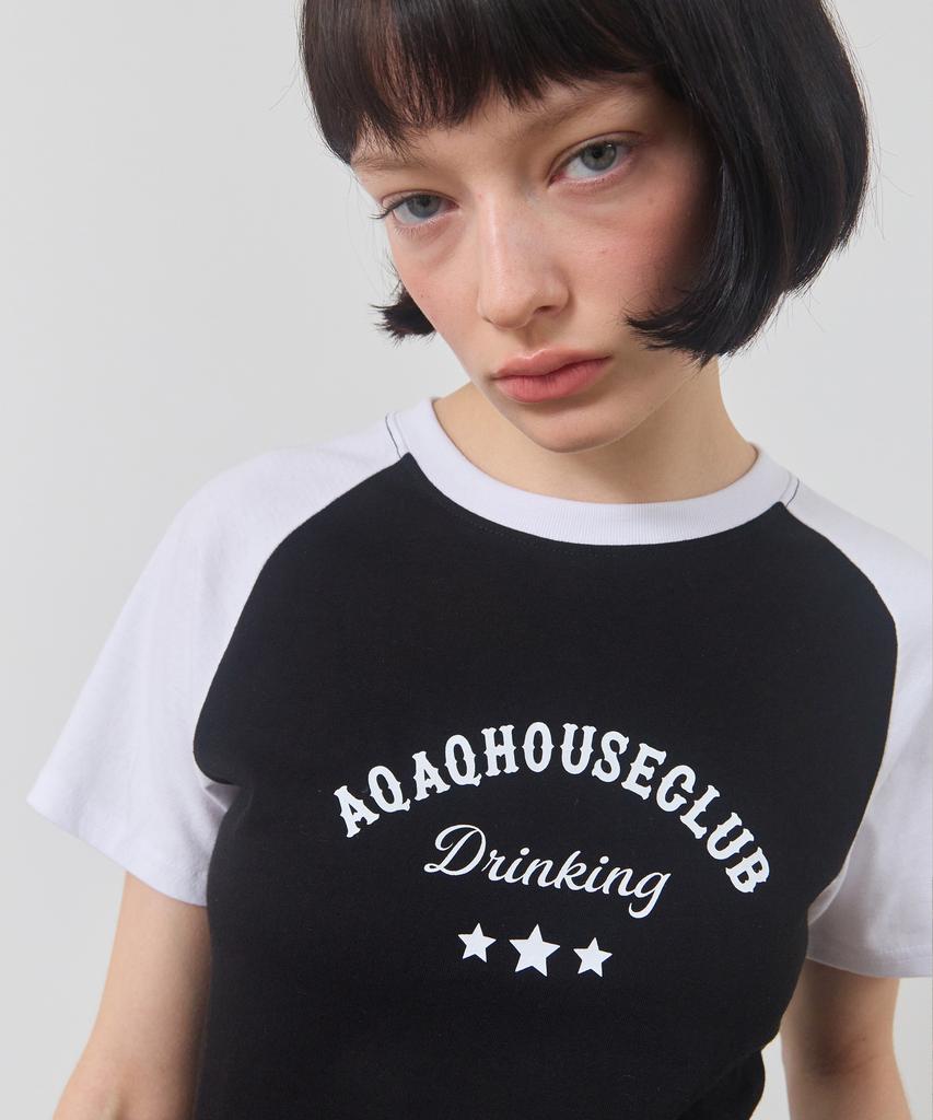 Eikyueikyuhauseukeulleob Цветная футболка с рукавом реглан House Raglan T-Shirt [Черный]