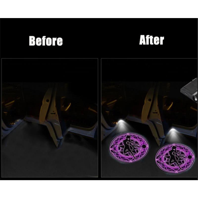 2 шт. беспроводной светодиодный дверной проектор для автомобиля, логотип, значок без сверла, лазерный ночник-призрак для магического круга