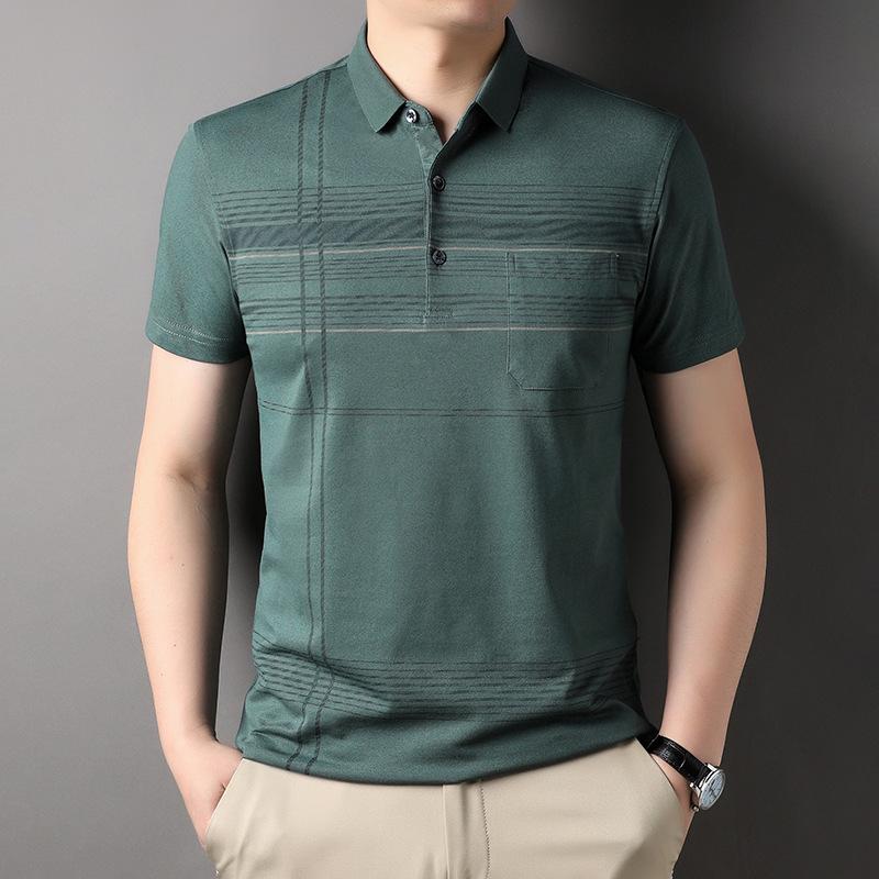 Рубашка поло, свободный верх, футболка с короткими рукавами, мужская деловая повседневная хлопковая рубашка с настоящими карманами