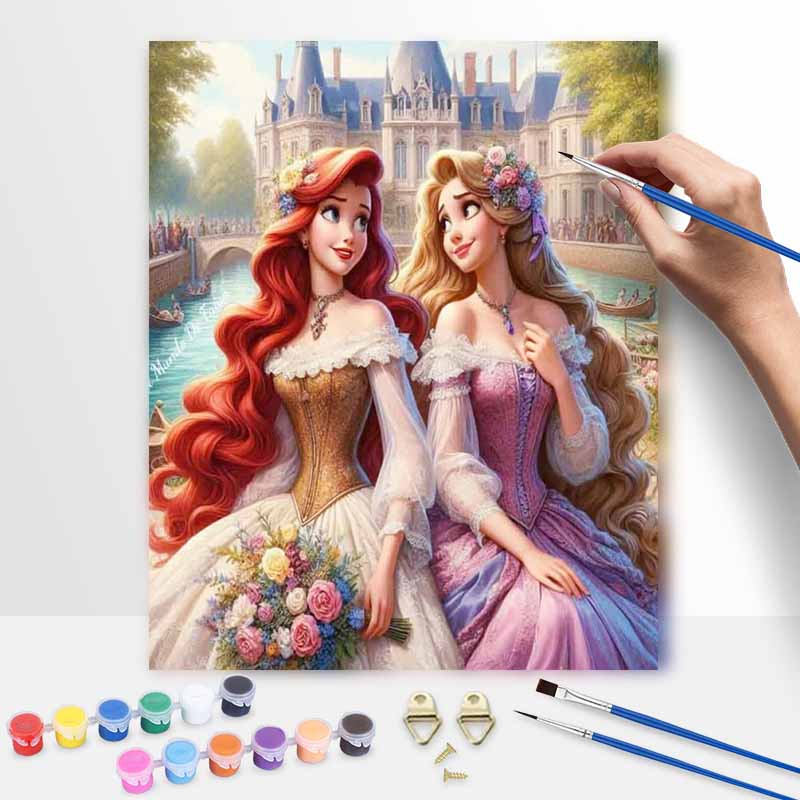 Disney Набор для рисования маслом вручную Принцесса Ариэль Рапунцель Арт-декор Классический стиль Декор для дома Элегантное настенное панно Набор для рукоделия