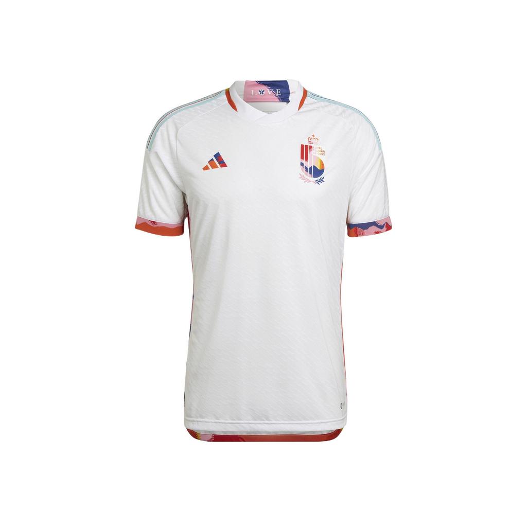 Adidas 2022 Qatar World Cup Badge Print Short Sleeve Football Jersey Player Version Belgium Team Men Tops White HD9416