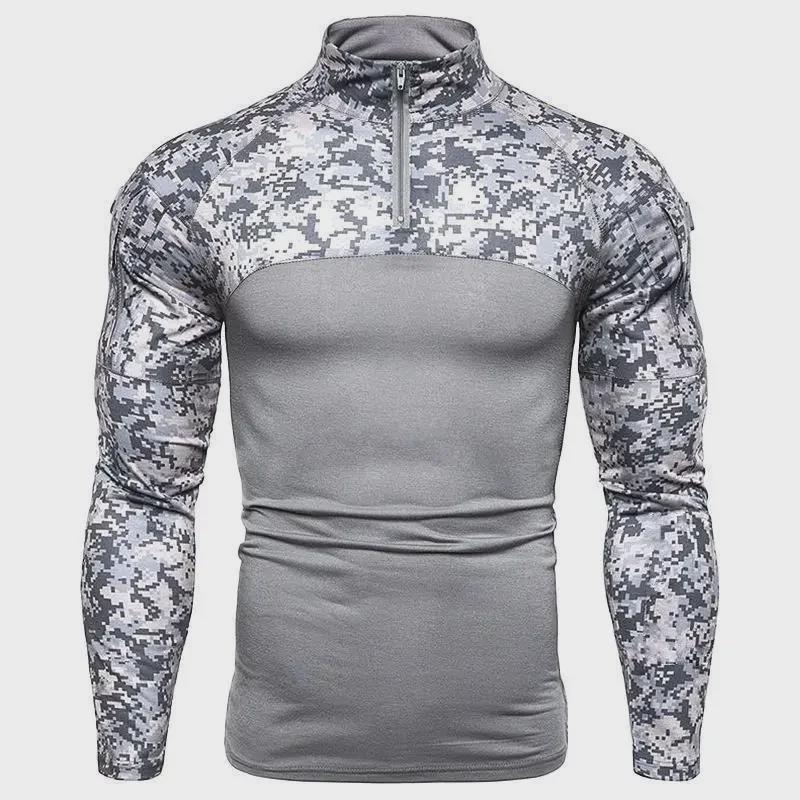 Men's Camouflage Long-Sleeve Military-Style T-Shirt