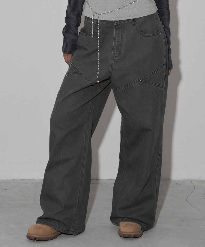 MIDNIGHT MOVE Hb Rivet Pants (Dark Gray)