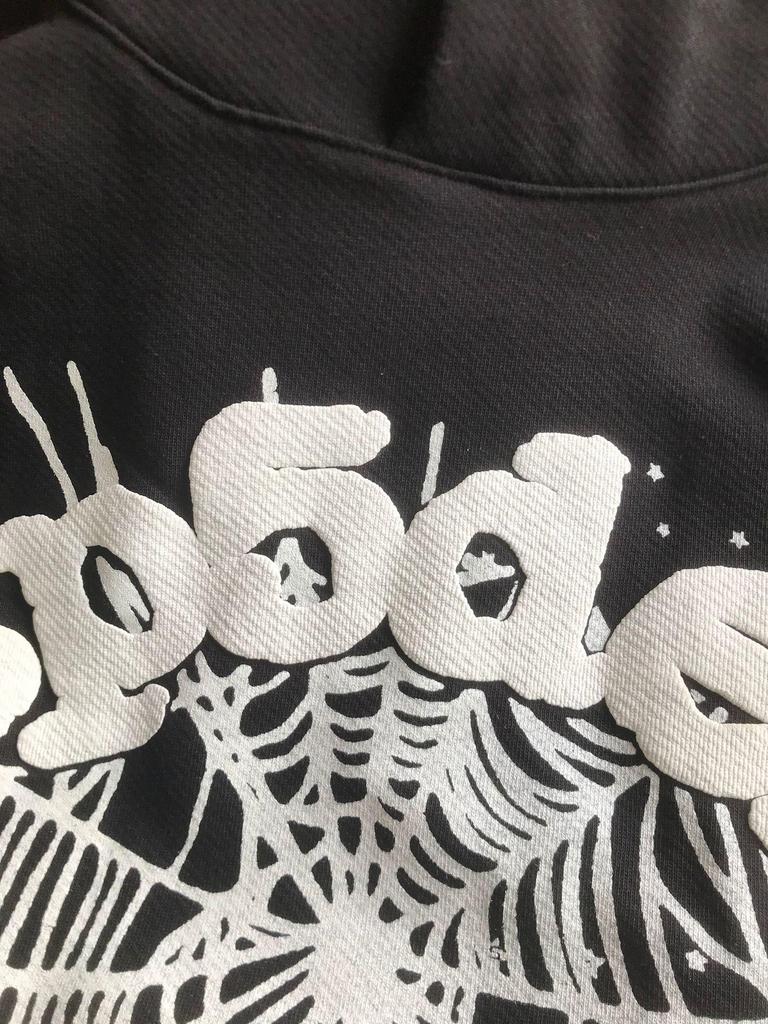 Худи Sp5der Высокая версия с принтом паутины: Модный американский крой для мужчин