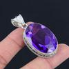 Кулон из драгоценного камня с аметистом, твердый кулон из стерлингового серебра 925 пробы, ювелирный подарок для унисекс