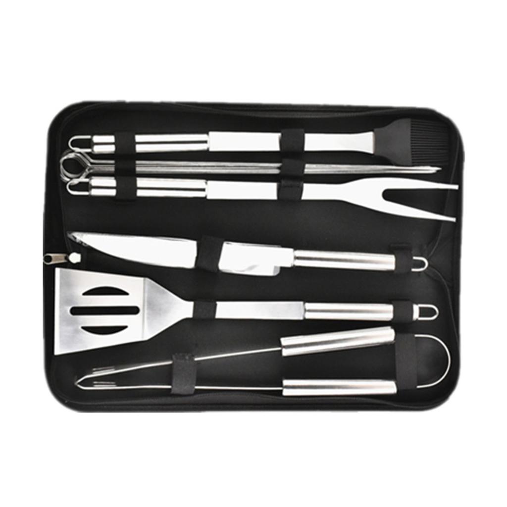 Stainless Steel BBQ Tool Set BBQ Grill Accessories Set Barbecue Tools for Outdoor Indoor Grilling Oxford Bag 9Pcs