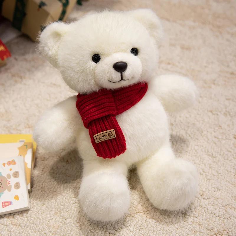 30см Милый Плюшевый Мишка Игрушки Кавайный Мишка с Сердцем Милый Мишка с Шарфом и Бабочкой Мягкая Набивная Животная Подушка Подарок на День Святого Валентина