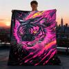 1pc Tiger Art Print Throw Blanket Polyester Fiber, Lightweight Flannel, Soft & Warm, All Season Use for Outdoor, Camping Digital Print