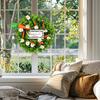 Искусственный эвкалиптовый венок с морковками Весенне-летний венок из полевых цветов с зелеными листьями для входной двери, стены, окна, крыльца, декор для пасхальной вечеринки