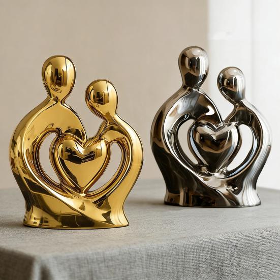 Керамическая статуэтка пары, обнимающаяся пара, романтическая скульптура влюбленных для годовщины свадьбы, Дня святого Валентина, декор полки для ТВ-стенки