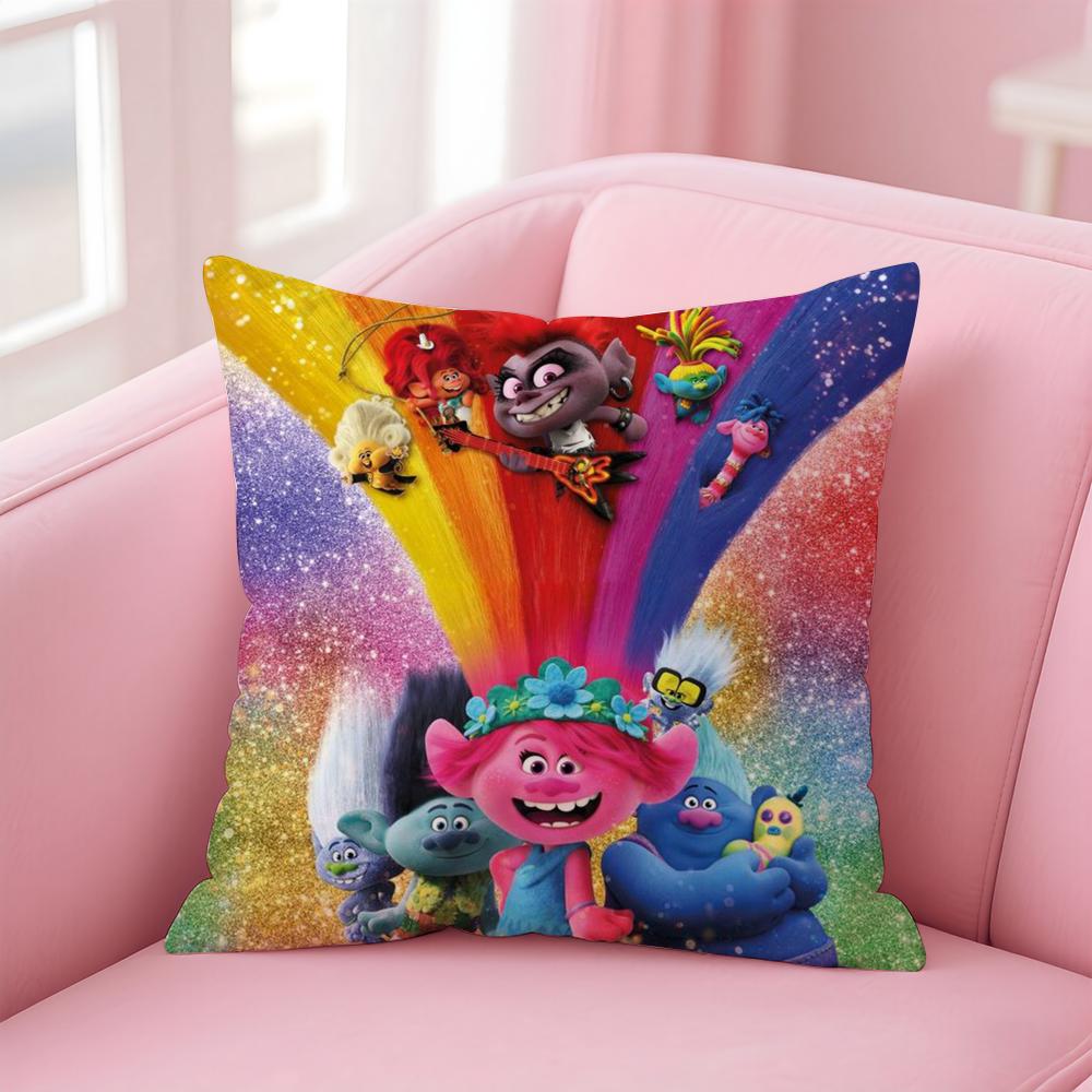 Colorful Cute American Cartoon TTrolls Cushion Cover Pillow Case Soft Skin Friendly Fabric Concealed Zipper