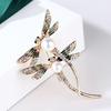 Women'S Good-Looking Custom Jewelry Crystal Pearl Animal Dragonfly Enamel Brooch Pin