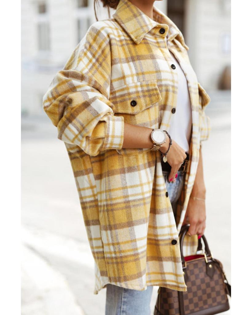 Azura Exchange Клетчатая куртка с карманом-клапаном и длинным рукавом