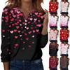 Women's T Shirt Tee Christmas Print Button Long Sleeve Daily Weekend Fashion Basic V- Neck Regular Top