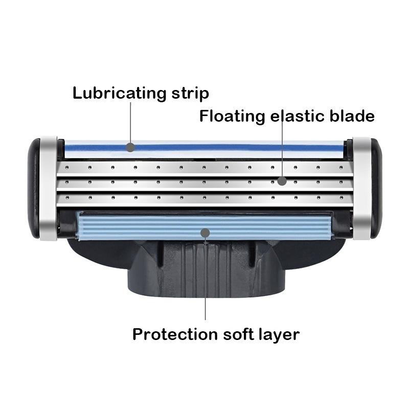 12 Pcs Shaving Razor Blades For Shaving Face Care 3 Layer Razor Replacement Heads