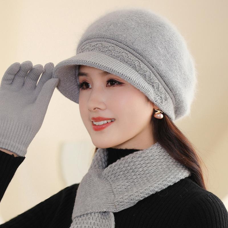 Осень-зима Толстая шапка для мамы и бабушки Вязаная шерстяная шапка для женщин среднего возраста Пожилые шапки В наличии Коллекция волос