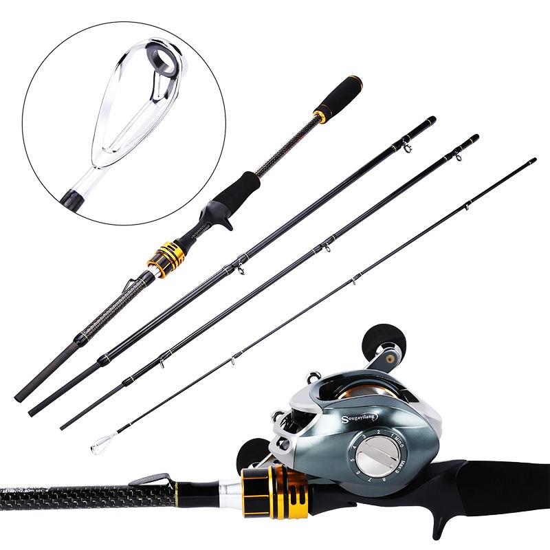 Кастинговые рыболовные комплекты 24 тонны из углеродного волокна, 4 удочки и катушка 11+1BB 7,0:1
