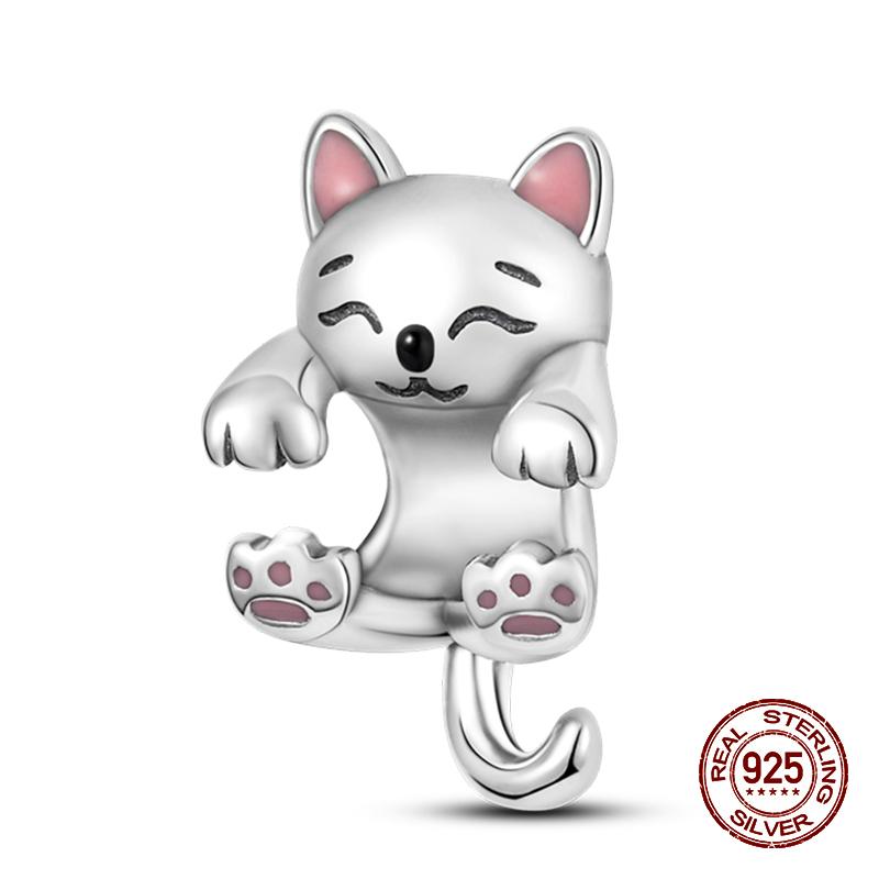 100% стерлингового серебра 925 пробы с изображением кофейного кота, кролика, медведя, пингвина, бусины, подходят для 925 оригинальных браслетов, сделай сам, подарок на день рождения, ювелирные изделия