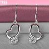 Серьги-подвески в форме сердца из стерлингового серебра 925 пробы с цирконием ААА, модные свадебные украшения