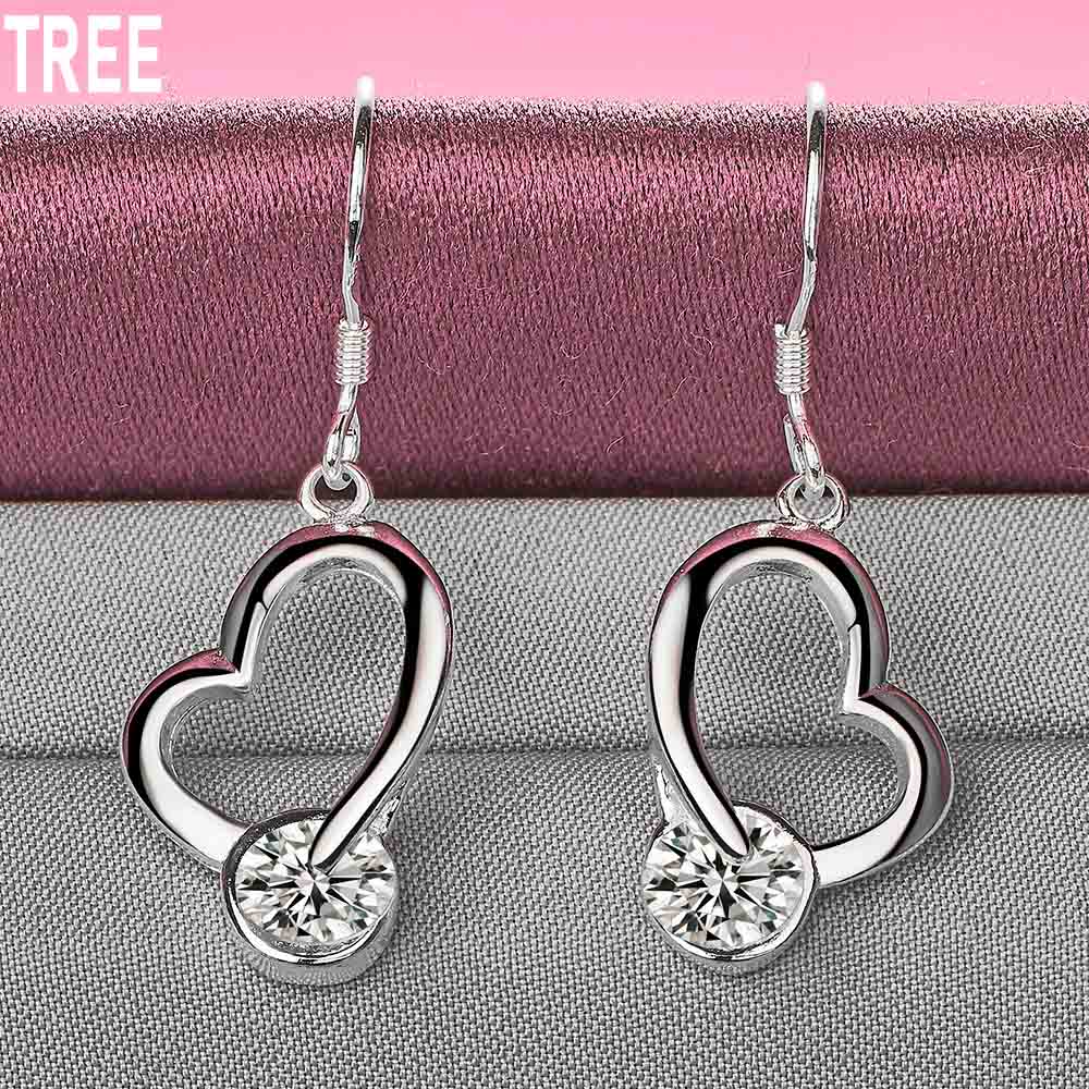 Серьги-подвески в форме сердца из стерлингового серебра 925 пробы с цирконием ААА, модные свадебные украшения