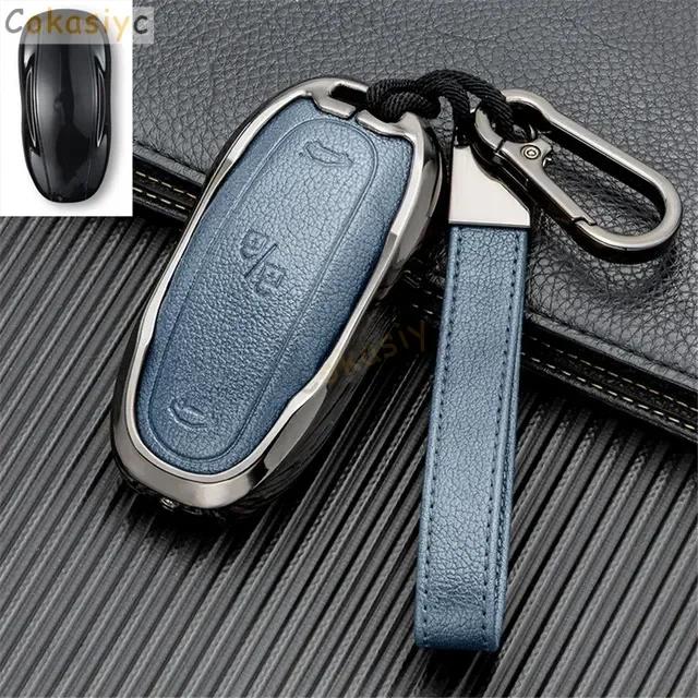 Car Sticker 2025 New Tesla for Tesla Model S Model 3 Model X Accessories Car Key Case Cover with Belt Aluminum Alloy Key Shell S