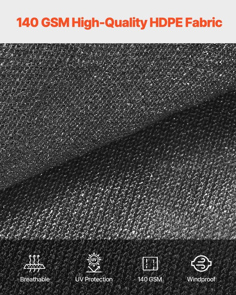 90% Sun Shade Cloth Privacy Screen 8 x 12 ft for Patio Garden (Black)