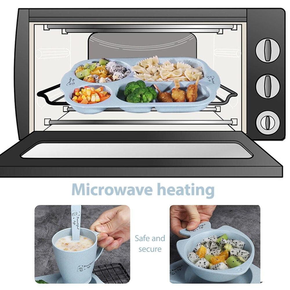 6 шт./компл., анти-горячая тренировочная миска для еды, ложка, вилка, детский набор посуды, тарелки с героями мультфильмов, детская посуда, детская посуда