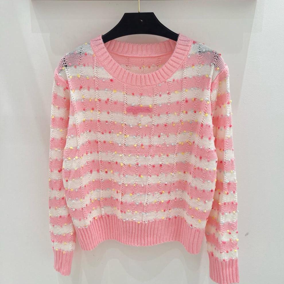 Trendy Knitted Sacai Nanyou European Stripe Crochet Long Sleeve with Colorful Dots for Early Autumn