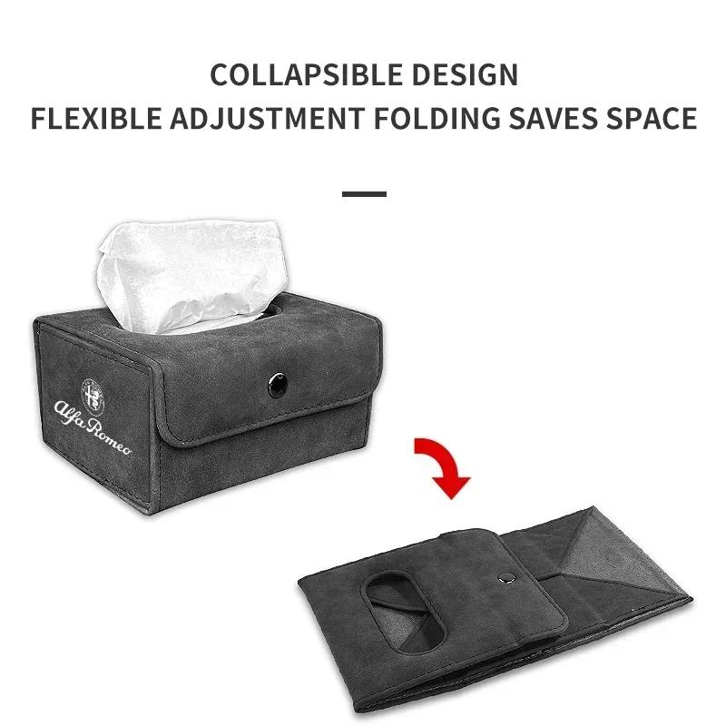 Car Sun Visor Backseat Tissue Case Fix Strap Car Accessories For Alfa Romeo Giulia Stelvio Junior Tonale 33 Stradale 4C Giu evx852