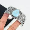 Natural Larimar Gemstone Handmade 925 Sterling Silver Cuff Bangle , Larimar Bangle,For Wife, Unisex Bangle, Gifts For Birthday