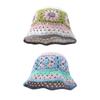 Summer Sunproof Crochet Bucket Hat Ladies Spring Commute Camping Fisherman Cap with Flower Pattern for Girlfriend