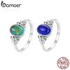 BAMOER 925 Sterling Silver Emotion Ring Oval Stone Color Change Mood Ring Fun Jewelry Gift