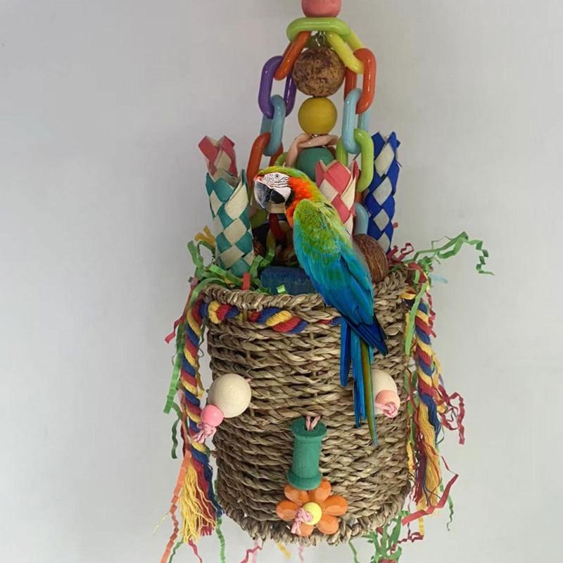 Chewable Parrot Bird Foraging Basket Bird Foraging Toy Seagrass Basket Bird Toy