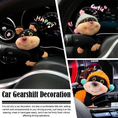 Милый черный щенок плюшевый автомобильный рычаг переключения передач украшение креативное чучело автомобиля ручной механизм аксессуары для кукол U9Y4