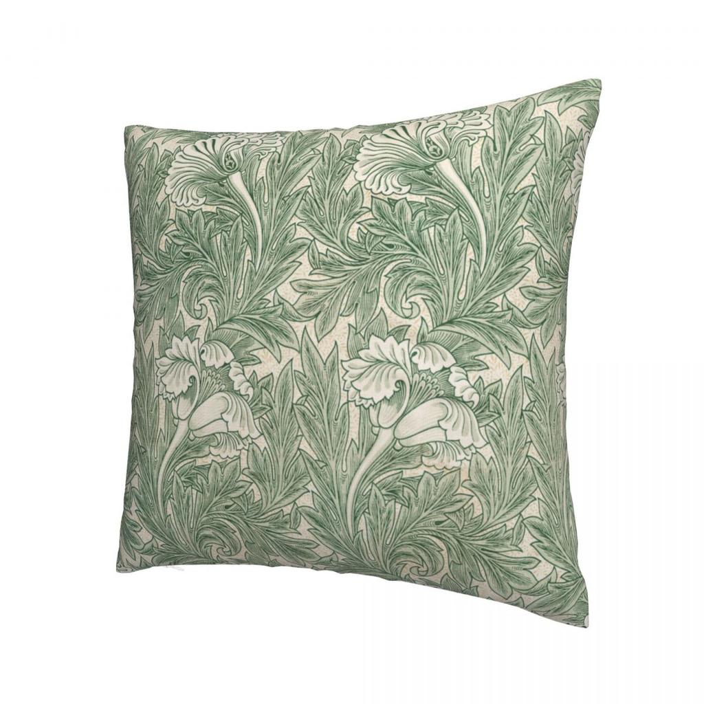 Наволочка с узором тюльпана Уильяма Морриса шалфейно-зеленого цвета, набивная ткань, наволочка, декоративная наволочка, чехол для подушки, на молнии для дома