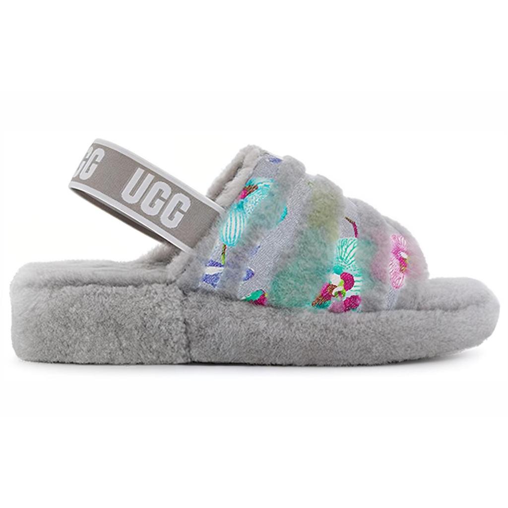 UGG Модные женские сандалии на платформе с принтом «Тигровый глаз» и цветами, серые 1127055-CBB