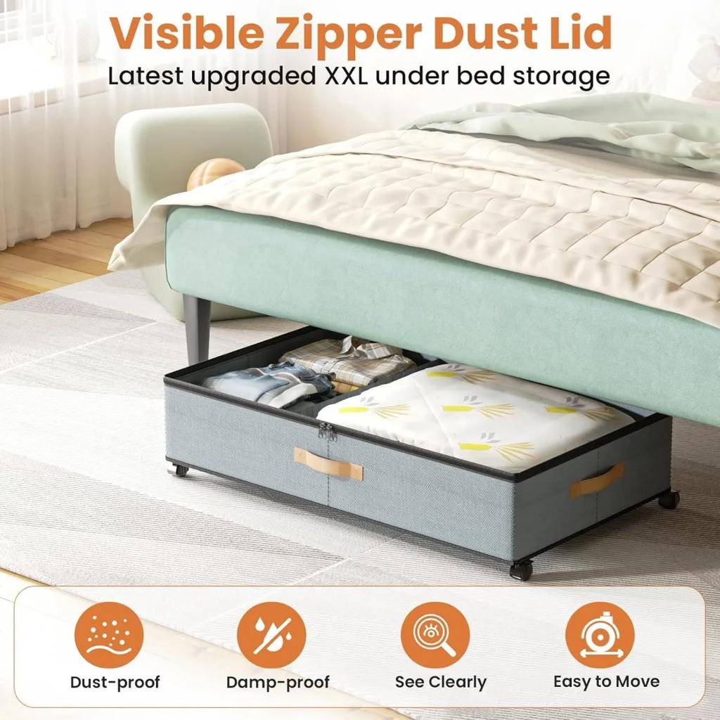 Контейнеры для хранения под кроватью на колесиках, органайзеры для шкафа, регулируемое хранение под кроватью для обуви, одежды, одеял, игрушек