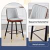 Set of 2 Bar Stools, 100 cm High, Made of Light Gray/Brown PU Leather Combined with Black Metal Frame and Comfortable Footrest.