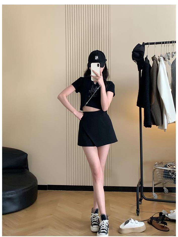 Летняя юбка-шорты А-силуэта с завышенной талией для похудения для женщин - Повседневный стиль, облегающий бедра, для миниатюрных