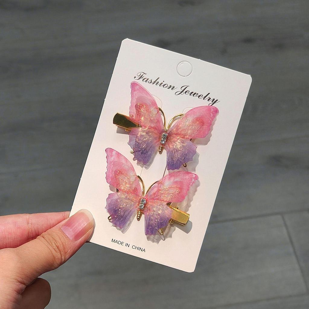 Градиентная заколка-бабочка для детей - симпатичная заколка-уточка из сетки и сплава, идеально подходит для стилей ханьфу и феи