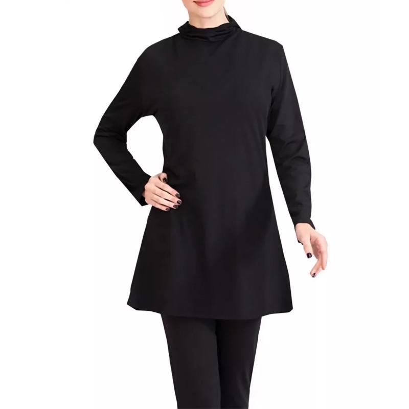 Women's Long Sleeve Sun Protection Conservative Swimsuit Split Two Piece Spa Holiday Including Hat Swimsuit