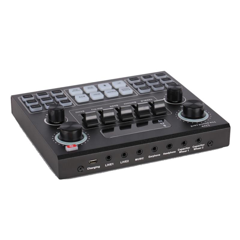 Sound Mixer Board for Live Streaming Voice Changer Sound Card with Multiple Sound Effects Audio