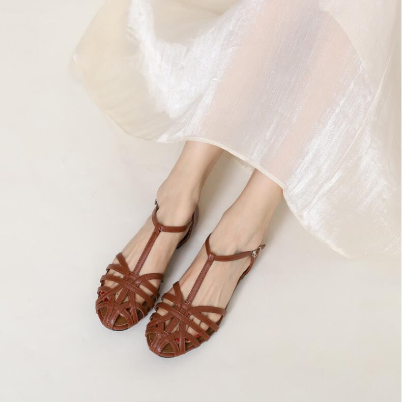 Босоножки Баотоу для женщин Модные дышащие сандалии с вырезами Модные уличные повседневные сандалии Летние праздничные римские туфли для женщин