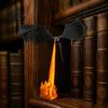 Светильник для книжной полки в уголке со скульптурой дракона, 3D-печатный летающий фэнтезийный дракон, извергающий огонь, Акцентная лампа для полки, Декор края с LED-пламенем, Готический