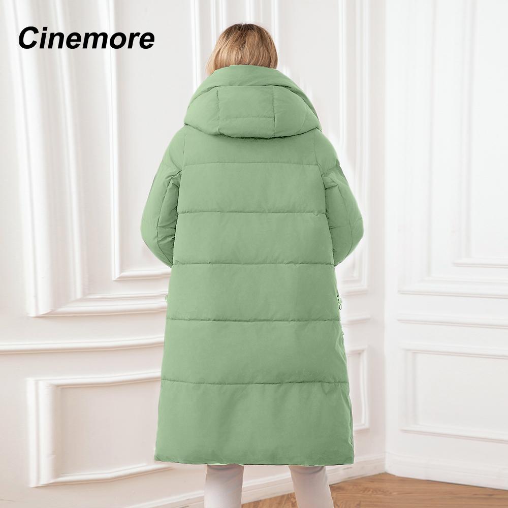 Cinemore Женская куртка, зима 2024, теплые длинные парки, верхняя одежда с капюшоном, женская одежда, модный пуховик, женское пальто 06