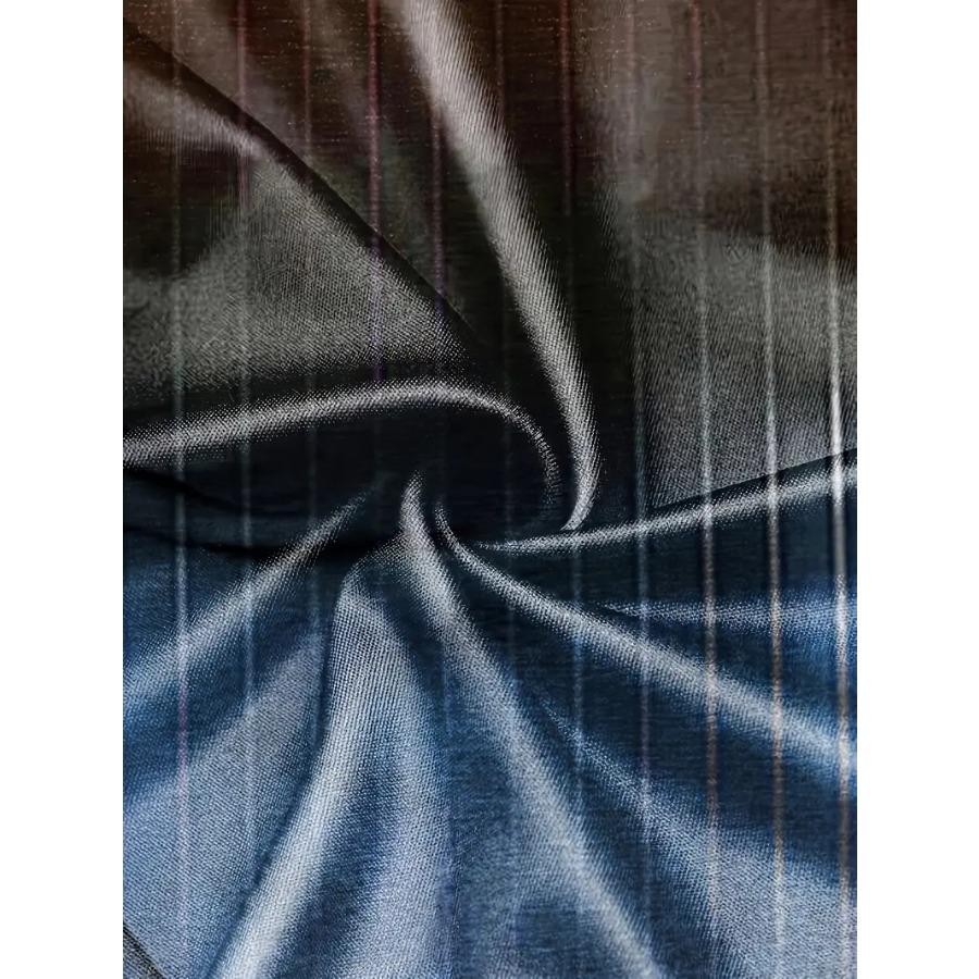 Gradient Color Stripe Long Sleeve Novelty Crew Neck T-Shirt Soft Slight Stretch Polyester Contrast Collar All Over Print Design