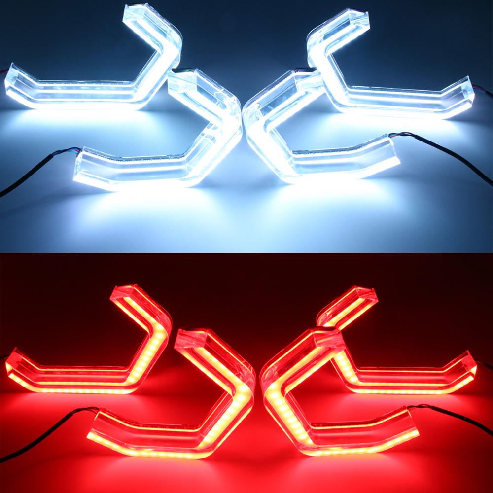 2PCS Car Modification Angel Eye BMW Hexagonal Turn Signal Bluetooth APP Headlights RGB Aperture Driving Lights Decorative Lights